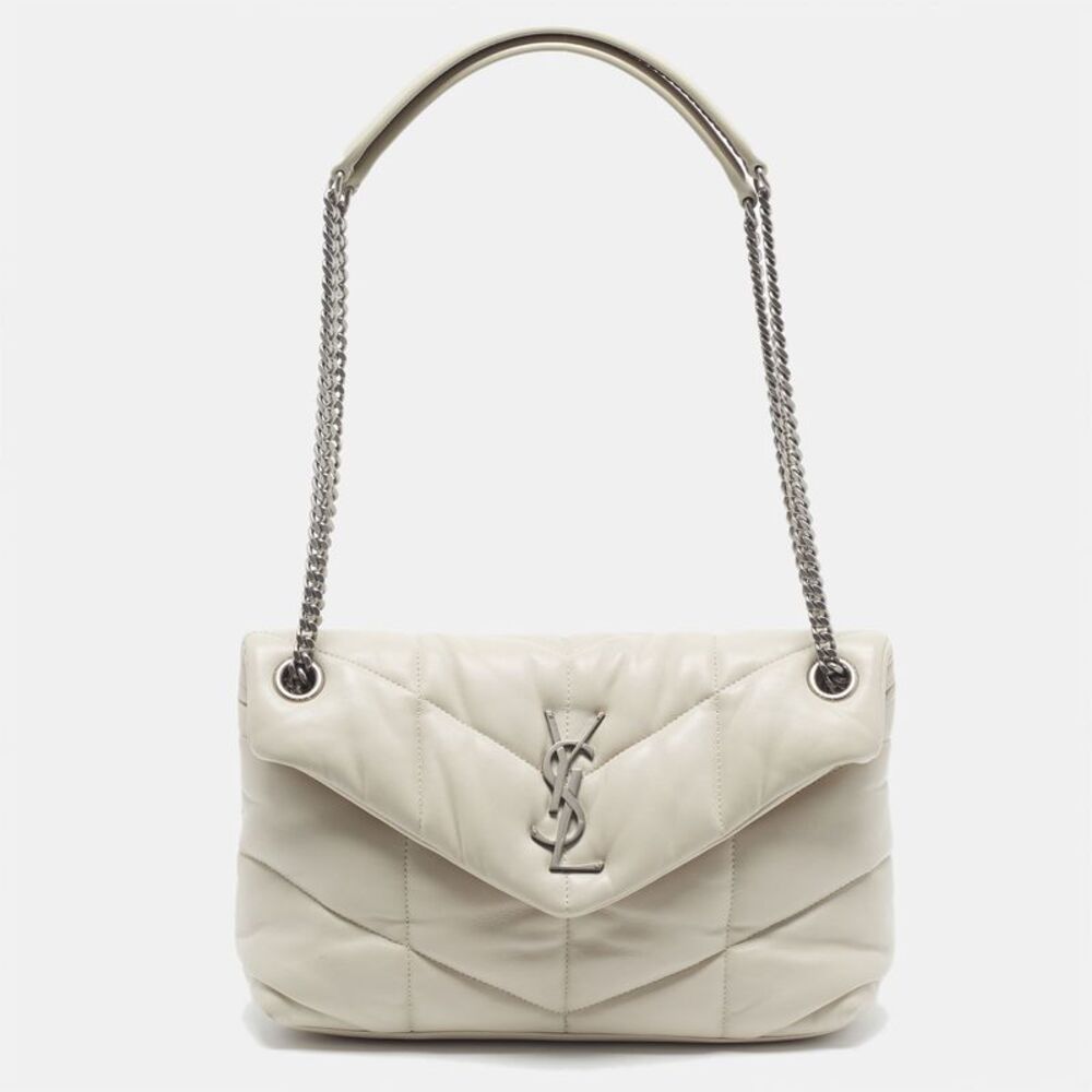 Saint Laurent Loulou Puffer Small White Quilted Leather Shoulder Bag